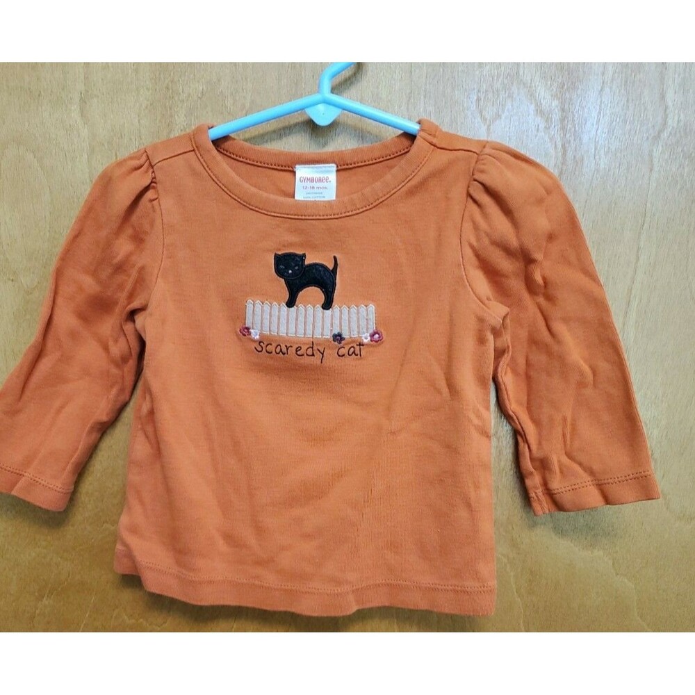 Girl's 12-18 month Gymboree orange Scaredy Cat Halloween Shirt